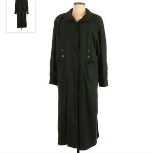 Vintage Preston & York Petites Dark Green Duster Trench Coat Women's 12P EUC